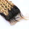 Blond Ombre Brazylijskie dziewicze ludzkie włosy koronkowe górne zamykanie 4x4 z włosami dla niemowląt Kinky Curly 1B613 Blond Ombre Front Lace Closure 7158749