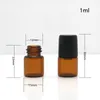 Amber Roller Ball Essential Oil Perfume Bottles 1ml 2ml Sample Roll On Roller Ball Glass Bottles for Travel 100pcs/lot