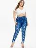 Kenanny Женщины плюс размер 3D печатные леггинсы Высокая эластичная талия тренировки повязки карманные леггинсы тощие повседневные джинсы женские