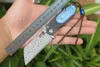 하이 엔드 2020 다마스커스 강철 블레이드 접는 나이프 스테인레스 스틸 + 뼈 핸들 EDC 포켓 나이프 선물 칼 소매 상자