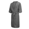 Men's Sleepwear Linen Men Robes Gown Male Kimono Bathrobe Nightwear Pajamas Solid Color Plus Size Summer Nightgown 3XL 5.2A1