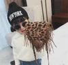 baby Leopard Fringe Messenger Bag kids girls children Tassel Crossbody Bag Hippie Tassel Handbag party favor Purses DA405