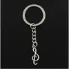 30 pcs/lot porte-clés porte-clés bijoux argent plaqué Note de musique pendentif à breloques pour accessoires clés