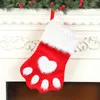 New Party de Noël de chien de patte de chat de bas Hanging chaussettes ornement d'arbre décor Bonneterie peluche cadeau de Noël Chaussettes Candy Bag HH9-2330