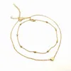 Два слоя модного ожерелья из бисера, сгеночная цепочка с подстрижным сердечным кулоном серебряного золота, полученные женские подарки 305r