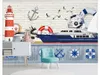 Personalizzato 3d foto murales carta da parati in stile mediterraneo vela faro lifebuoy crociera nave per bambini camera parete di fondo