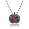 Fashion-Plated Hip Hop Jack O Lantern Necklace Twist Chain Iced Out CZ Cubic Zirconia Halloween Cosplay Party Jewelry Gifts for Boys