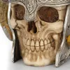 Edelstahl 3D Skeleton Knight Kaffeetasse Horror Halloween Schädel geformte Becher Tasse mit doppeltem gehörntem Griff Trinkbecher DH1192