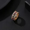 Wedding Ring Women Men 6-9 Gold Ploated Rainbow Love Rings Micro verhard 7 kleuren Flower Jewelry Coup 957