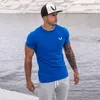 2019 nueva camiseta de Fitness para hombres, camiseta de algodón ajustada para entrenamiento de gimnasios, camiseta informal de verano para hombres, camisetas Crossfit, ropa de marca