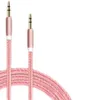 Aux-kabel 3,5 mm till 3,5 mm Nylon-tråd Guldpläterad Plug Man till manlig ljudkabel för bil Mobiltelefon MP3 / MP4 Headphone Speaker 230