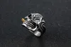 Smoking Pipe Biker Men's Rings Rock Punk Skull Ring Titanium Steel Clear Zircon Eye Plating Rings Men Jewelry