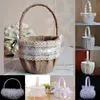 Wedding Ceremony Party Love Case Satin Bowknot Rose Flower Basket for Women Girl DIY Home Decoration Storage Bag Container