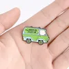 Magical green car enamel pins The Mystery Machine badges Solve trouble brooches for women Backpack bag Lapel pin Cartoon cute Jewelry gifts