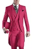 One Button Morning Suits Bruidegom Tuxedos Piek Revers Mannen Business Suits Prom Party Diner Blazer VacCoat Broek (jas + Broek + Vest + Tie) W589