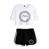 Summer Women's Set Korean Style Kpop Stray Kids Short Sleeve Crop Top + Shorts Sweat Suits Women Tracksuits Two Piece Outfit