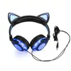 BKTP 2019 Cat Ear headphones LED Ear headphone cat earphone Flashing Glowing Headset Gaming Earphones for Adult and Children8954439