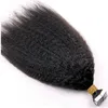 Yaki mänskligt hår 40st band i förlängning grov yaki dubbelsidigt tejp hår hud väft mänskligt hår kinky rakt 100g
