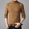 Hiver épais chaud solide pull hommes col roulé marque hommes chandails Slim Fit pull hommes tricots mâle Double col