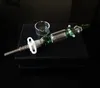 Nector Collector Hookahs Kit NC Kits med presentförpackning Glas Dab Oil Rigs Titanium Nail 14mm 10mm Led Clear Green Blue Colors NC10