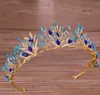 Blue Crystal Crown Headband Bride Wedding Headwear Urodziny Prezent Crown