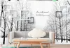 snow forest wallpaper for walls 3 d for living room Black and white feelings woods road art background wall painting