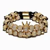 2pcs/set Luxury Crown Charm Men Bracelets 8mm Micro Pave CZ Round Braided Macrame Bracelet Pulseira Feminina Handmade Jewelry Women Gift