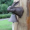 Cast Iron Welcome Dinner Bell Rabbit Home Decor Wall Mount Hanging Doorbell Primitive Brown Garden Farm Outdoor Gate Decoration Country Animal