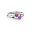 Chaude Véritable 925 Bague En Argent Sterling Gravé Double Amour Coeur Pierre De Naissance Bague En Argent Sterling Bijoux Pour Amant Cadeau Livraison gratuite