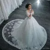 Amazing Plus Size Ball Gown Weding Dresses Bridal Gowns 2019 Sheer Neck Lace Appliques Beads Illusion Long Sleeves Sweep Train Custom Made