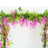 Wisteria 2M Flores Artificiais Guirlanda de Videira Decoração de Arco de Casamento Plantas Falsas Folhagem Rattan Flores Falsas Decoração de Casa