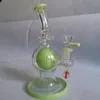 Unikt bollhuvudt glas bong grön lila duschhuvud perc dab rigg 14mm femal fog glasvatten rör bongs röker oljeriggar med skål