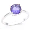 LuckyShine Vintage Six Claw Round Shaped Amethyst Cubic Zirconia Gems Delicate Women 925 Silver Wedding Ring jewelry USA Size 7-9