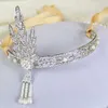 Der große Gatsby Haarkristalle Perlenquasten Kopfschmuck Partyhüte Reifen Stirnband Schmuck Hochzeit Braut Tiara Haarband Silber 10 Stück zum Verkauf