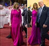 Fuksja Melania Trump Trump Saudyjskie Sukienki Saudyjskie Arabia Elegancka Szanna Szanna 'Wydajność Długość podłogi Formalne sukienki z długim opakowaniem