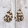 35 * 55mm leopardtryck äkta läder droppe örhängen för kvinnor karamell leopard cheetah print dangle droppe teardrop läder örhänge