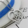 Women Stainless Steel Necklace Dog Paw Love Heart Design Hollow Choker Pendant Necklaces Silver Gold Color Fashion Engagement Jewelry Gifts