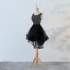 2018 Sexy rückenfreies Kristall-Perlen-Schwarz-Mini-Ballkleid-Abschlussballkleid Heimkehr-Cocktailparty-Kleid für besondere Anlässe Vestido Fiesta BH21