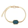 Luxury designer Druzy wire Bangle faux Geometric Natural stone charm bracelets For women s Fashion Jewelry Gift