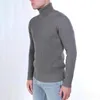Märke Mäns Tröjor Mode Turtle Neck Höst Långärmad Stickad Tröjor Street Classic Solid Pullover Men Tröja