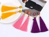 Bohemian Crystal Tassel Earrings Black White Blue Red Pink Silk Fabric Long Drop Dangle Tassel Earrings For Women Jewelry GB362