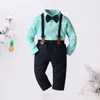 Liten pojke tshirttiesuspenderpant barn fyra stycken set långärmad polo set gentry barn kostymer vår höst småbarn kläder2212159