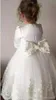 Stunning Cristais vestido da menina flor frisados ​​apliques de renda Modest longos vestidos de Flowergirl formais para casamentos Primeira Comunhão Vestidos Zipper