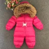 1~5 Years Russian Newborn Baby Girls Winter Raccon Real Fur Down Romper Boys Infant Onesie Bebe Snowsuit Skisuit Kids Catsuit