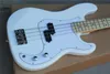 Wholesale Custom White 4 Strings Electric Bass Guitar with White Pickguard,Chrome Hardwares,Maple Fingerboard,can be customized.