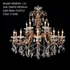 Grote Foyer Moderne Zilveren Kroonluchters Verlichting Kaars K9 Clear Crystal Gold Hanger Armatuur Lichte ophanging Opknoping Lamp 15 Arms Home Decor