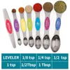 7pcs/set Magnetic Measuring Spoons Set with Leveler Stainless Steel Double-Sided Measuring Spoons Set for Cooking Baking