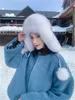 New Style Womens Real Fuchs Pelzhut Russisch Ushanka Winter Aviator Trapper Bomber Ohrenschützer Kappe