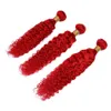 Cheveux humains péruviens pur rouge vague profonde paquets 3 pièces avec fermeture frontale 13x4 4 pièces Lot de cheveux ondulés de couleur rouge tisse avec dentelle Fron8108714