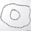 6mm 24''+8.5'' Fashion boys mens jewelry set stainless steel Smooth long oval rolo link chain necklace + bracelet set